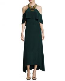 Kobi Halperin x Erte Kellen Cold-Shoulder Embellished Halter Silk at Neiman Marcus